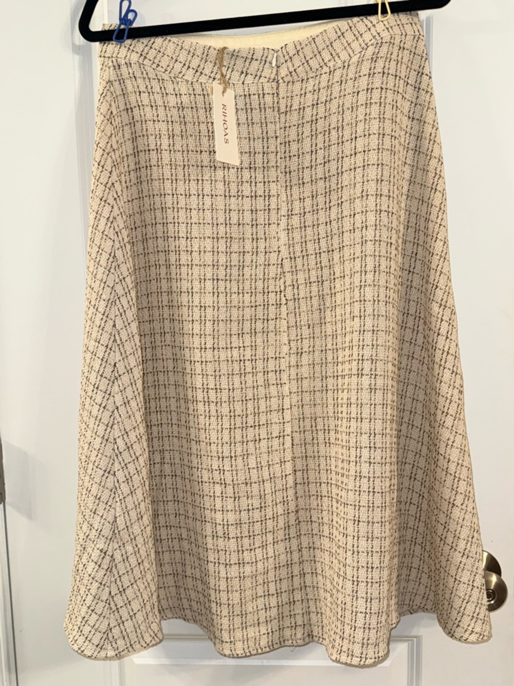 RIHOAS Old Money Cream Tweed A-Line Midi Skirt (large) - Picture 5 of 7